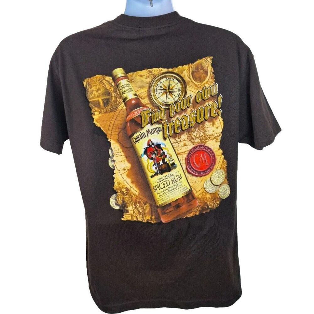 Official Captain Morgan Spiced Rum Find Treasure Brown Tshirt Size Large